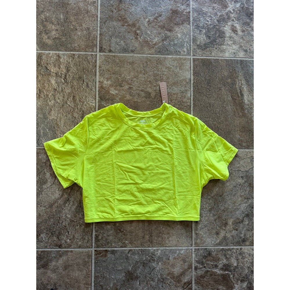 Skims Fits Everybody Super Cropped T-Shirt Neon Lime Size XL - Picture 4 of 11
